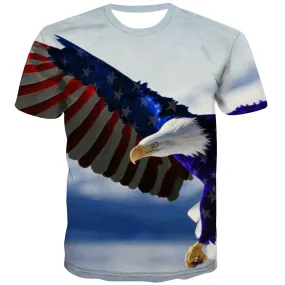 USA T-shirt Men Animal Tshirt Printed Raptor Shirt Print Fly Tshirts Cool Eagle Tshirts Casual