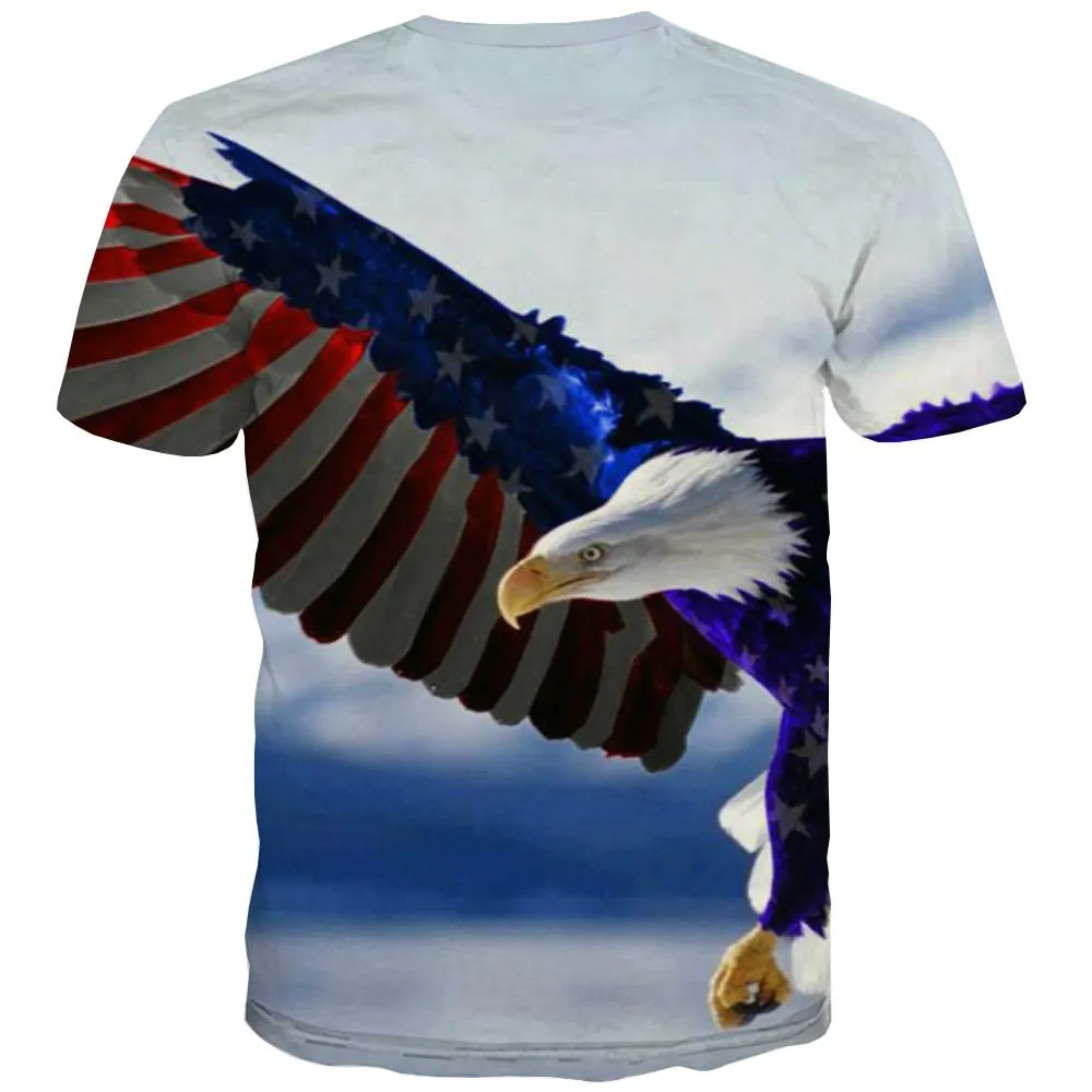 USA T-shirt Men Animal Tshirt Printed Raptor Shirt Print Fly Tshirts Cool Eagle Tshirts Casual