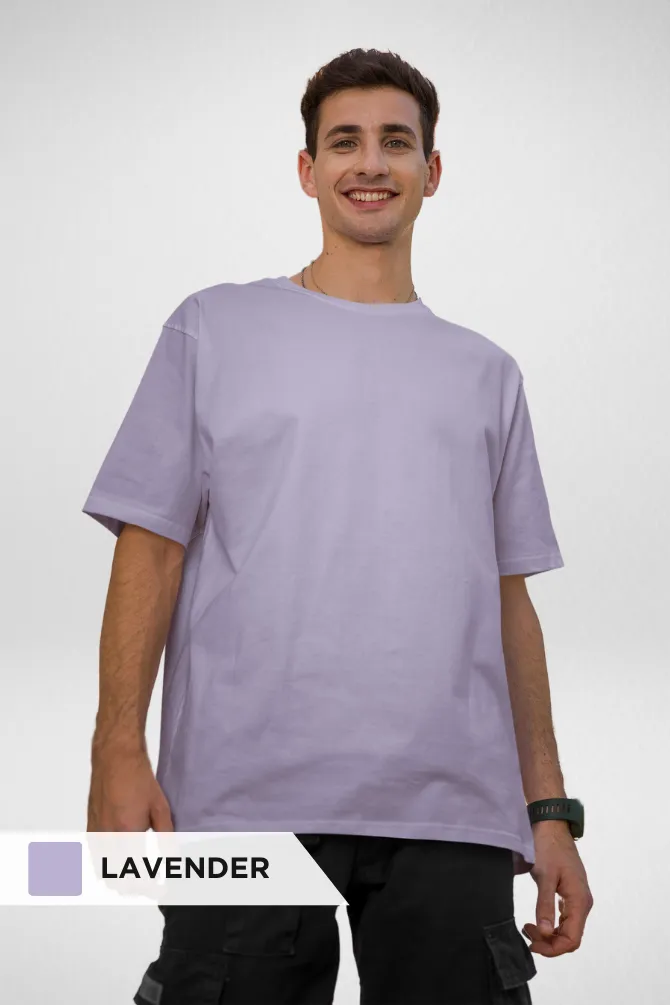 White and Lavender Oversized T-Shirts Combo for Men