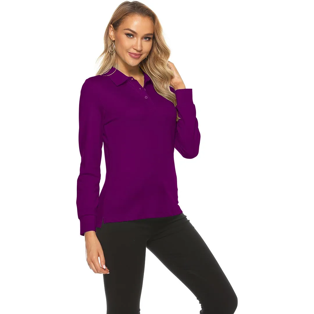 Women's Long Sleeve Golf Polo Shirt (3 Buttons)