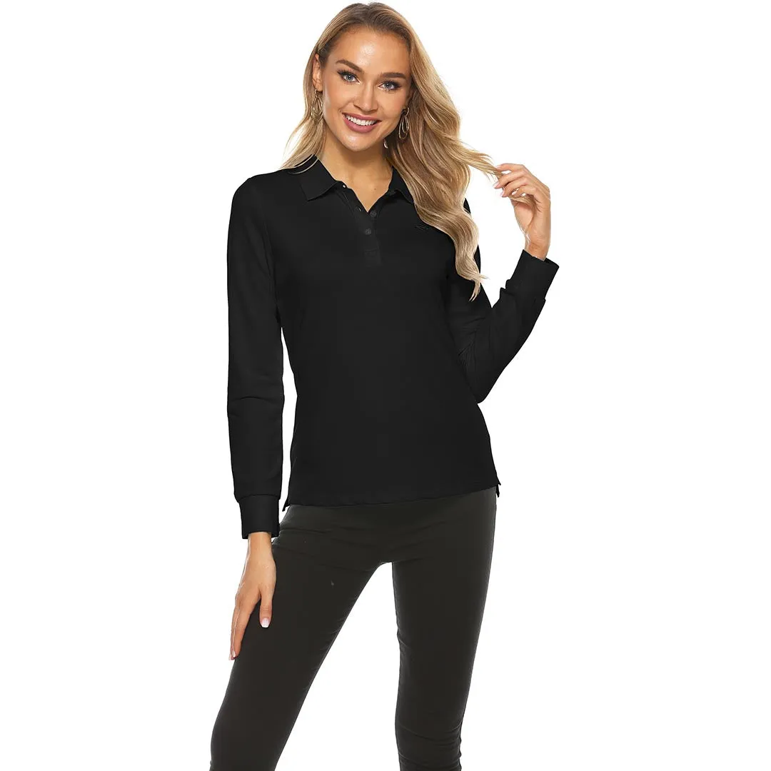 Women's Long Sleeve Golf Polo Shirt (3 Buttons)