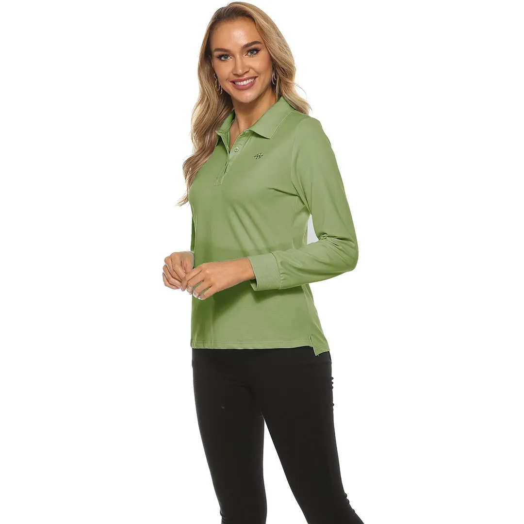 Women's Long Sleeve Golf Polo Shirt (3 Buttons)