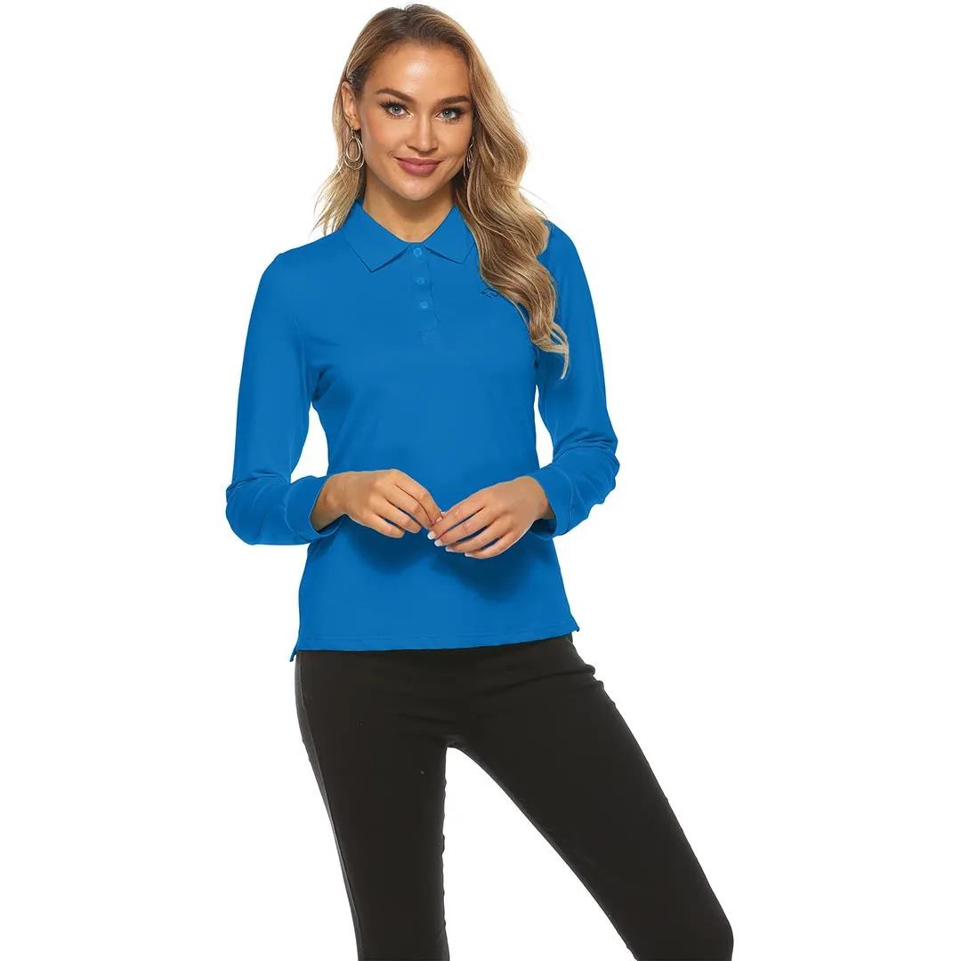 Women's Long Sleeve Golf Polo Shirt (3 Buttons)