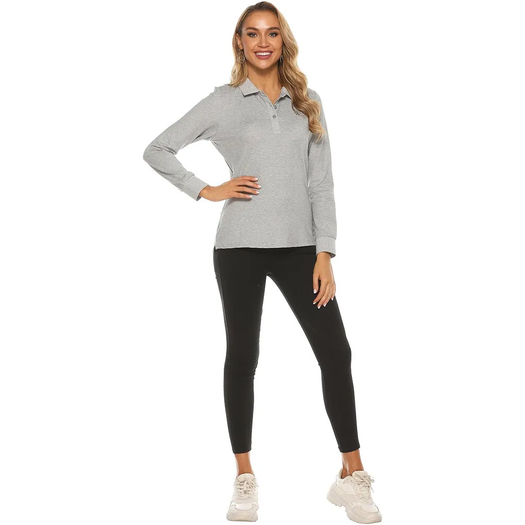 Women's Long Sleeve Golf Polo Shirt (3 Buttons)