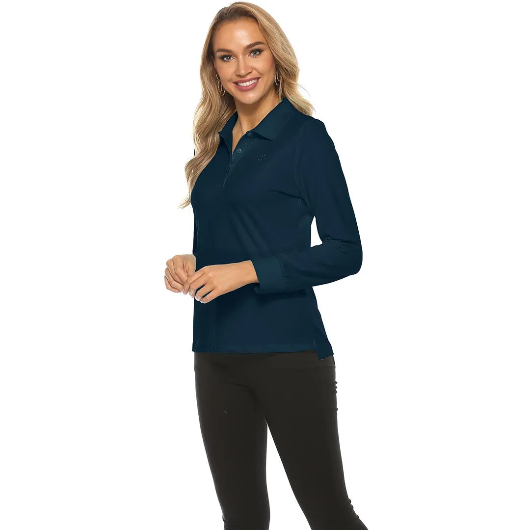 Women's Long Sleeve Golf Polo Shirt (3 Buttons)