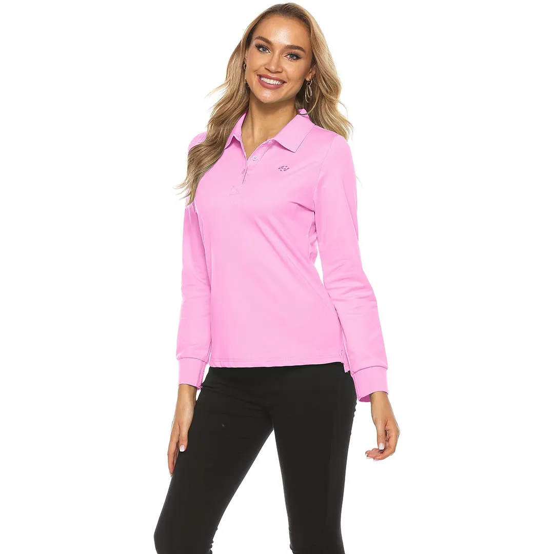 Women's Long Sleeve Golf Polo Shirt (3 Buttons)