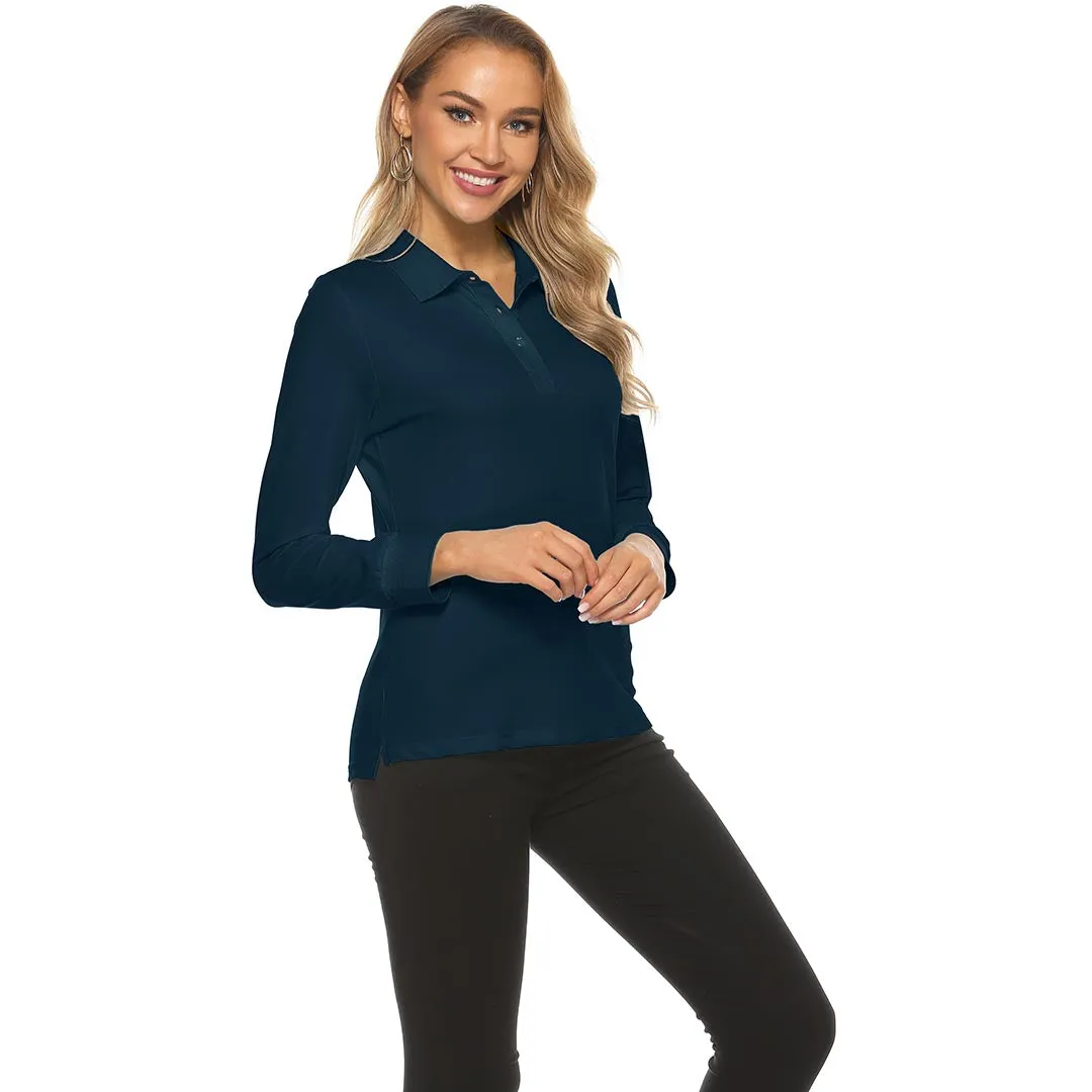 Women's Long Sleeve Golf Polo Shirt (3 Buttons)