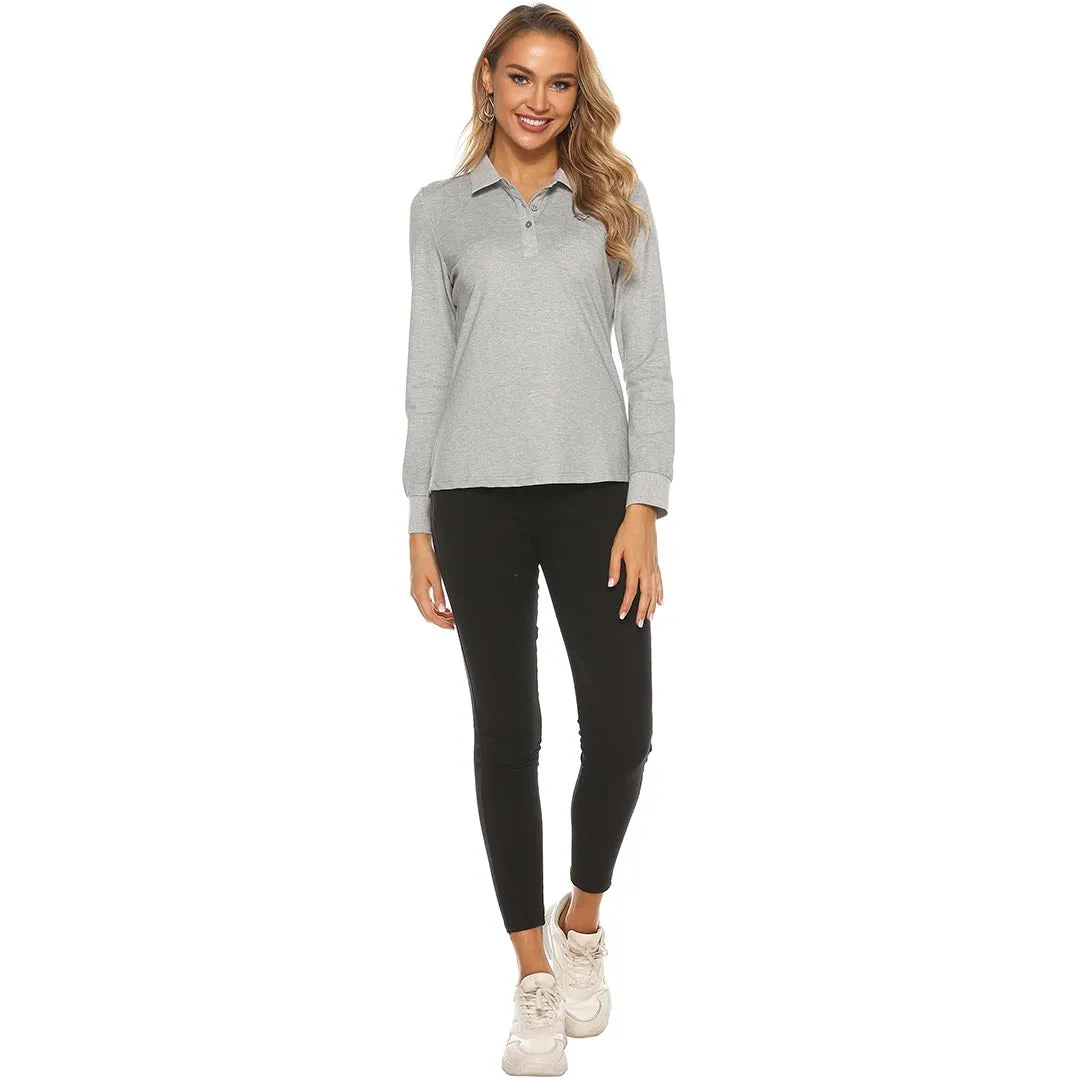 Women's Long Sleeve Golf Polo Shirt (3 Buttons)