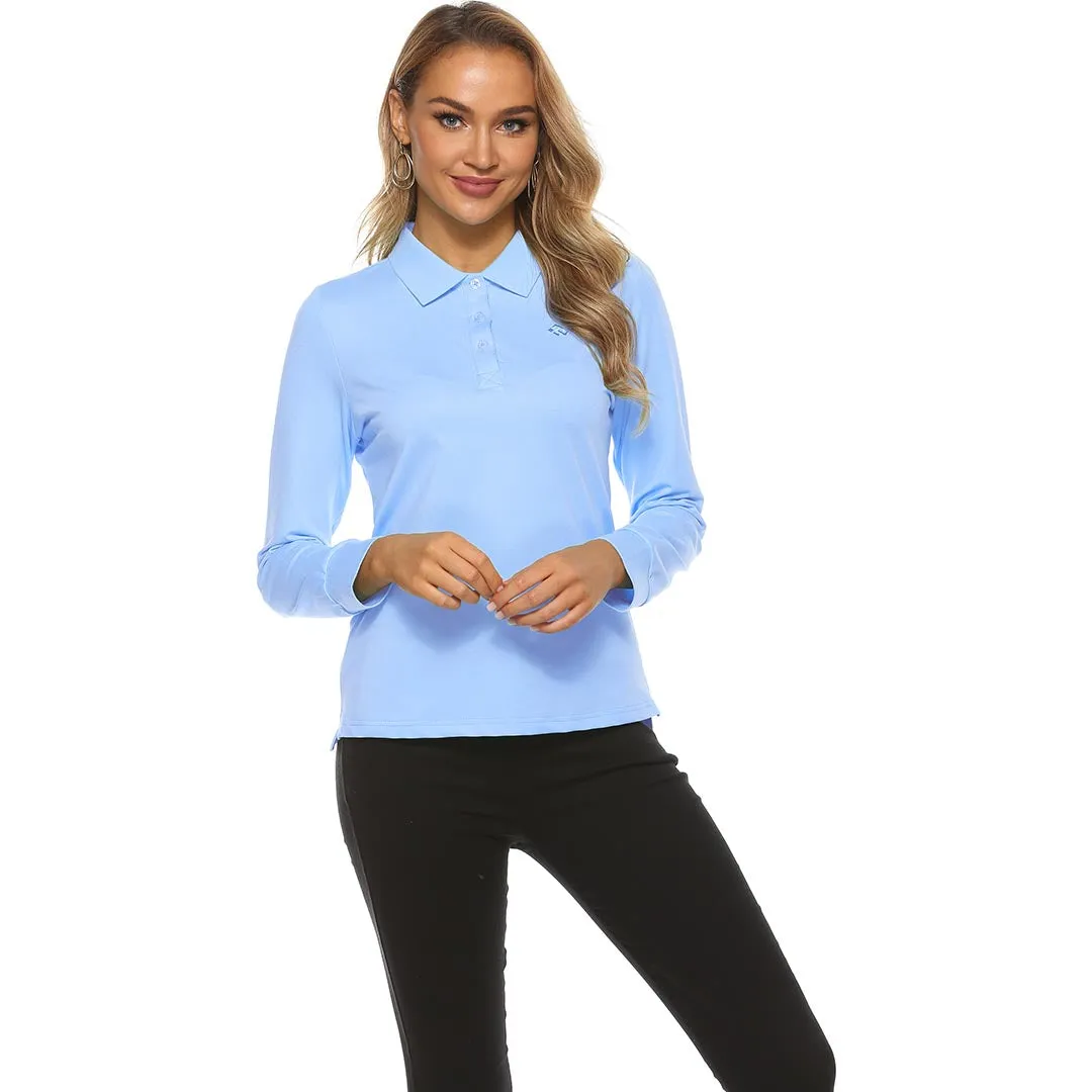 Women's Long Sleeve Golf Polo Shirt (3 Buttons)