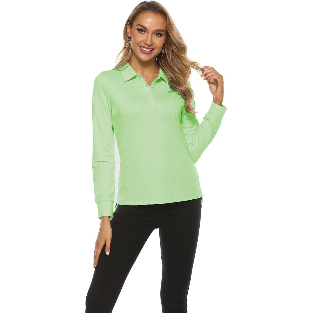 Women's Long Sleeve Golf Polo Shirt (3 Buttons)