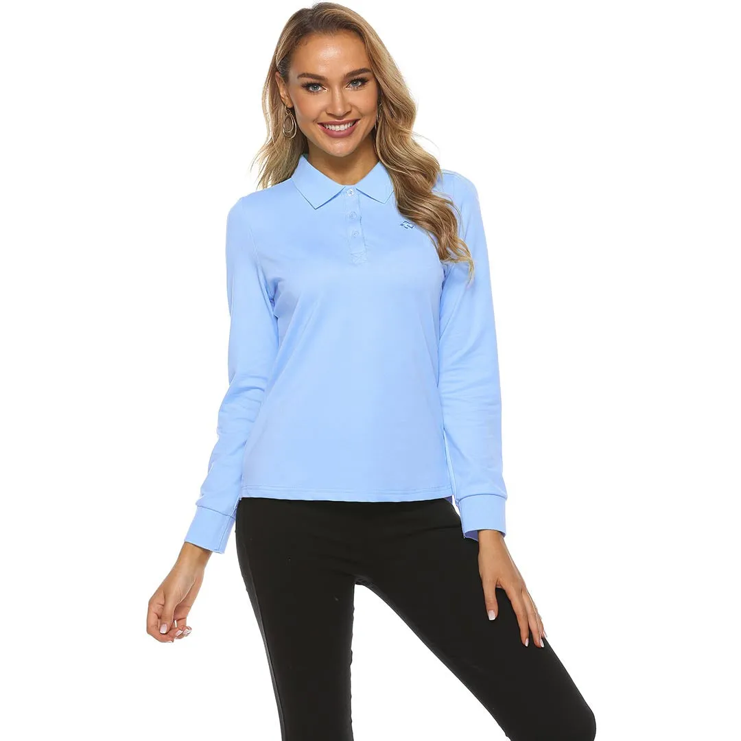 Women's Long Sleeve Golf Polo Shirt (3 Buttons)