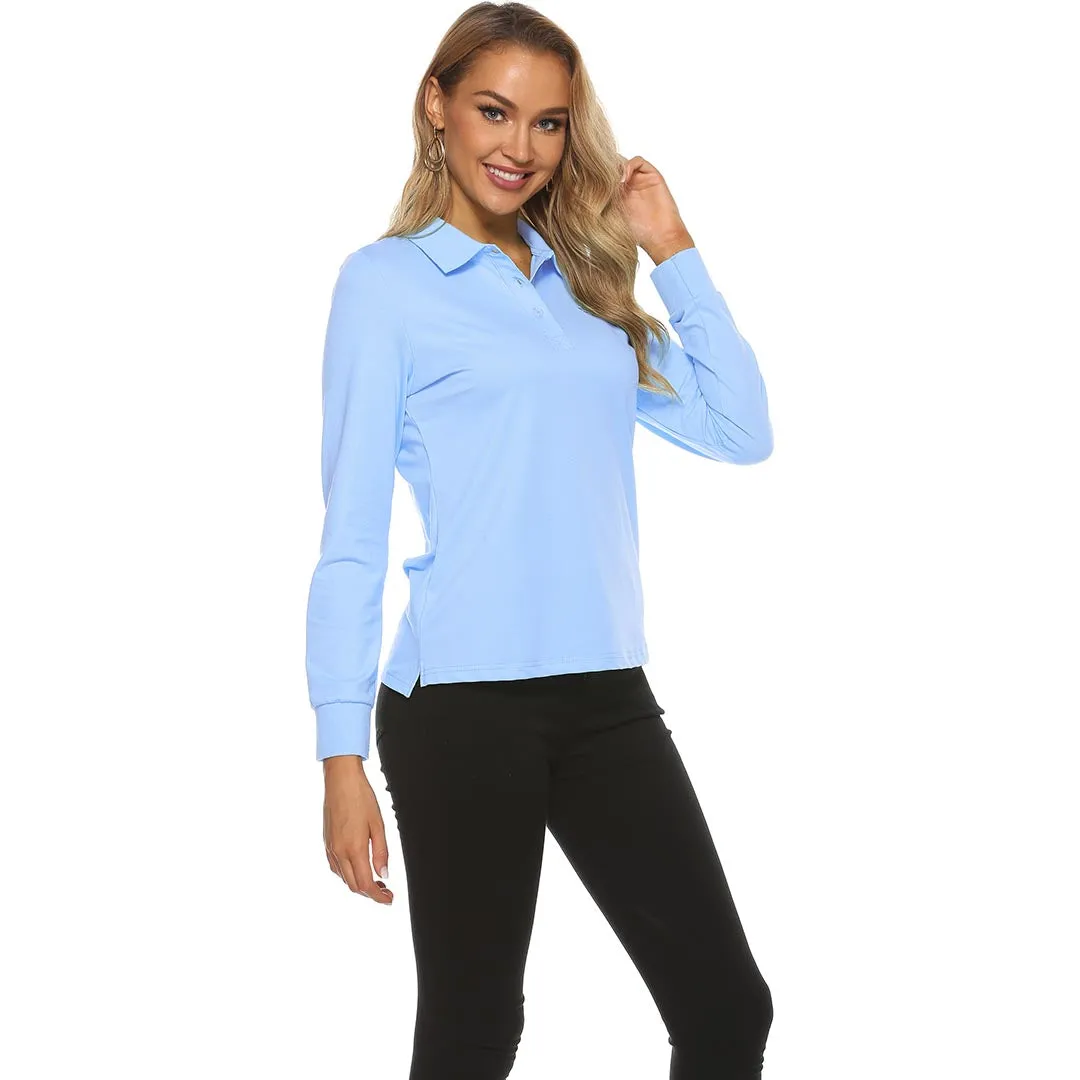 Women's Long Sleeve Golf Polo Shirt (3 Buttons)