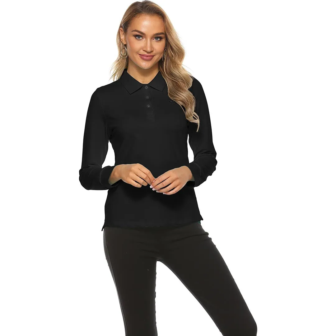 Women's Long Sleeve Golf Polo Shirt (3 Buttons)