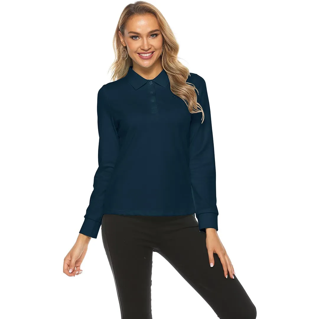 Women's Long Sleeve Golf Polo Shirt (3 Buttons)