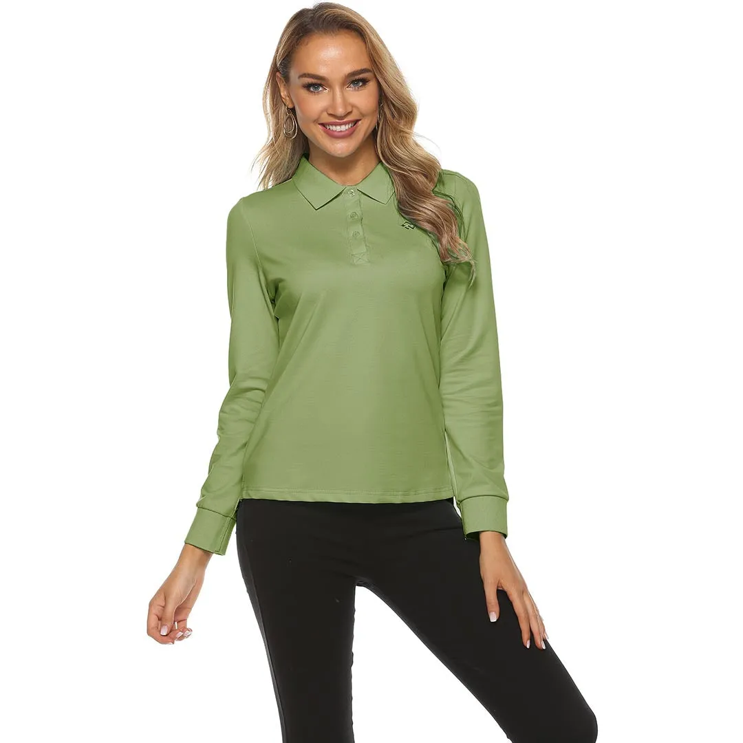 Women's Long Sleeve Golf Polo Shirt (3 Buttons)