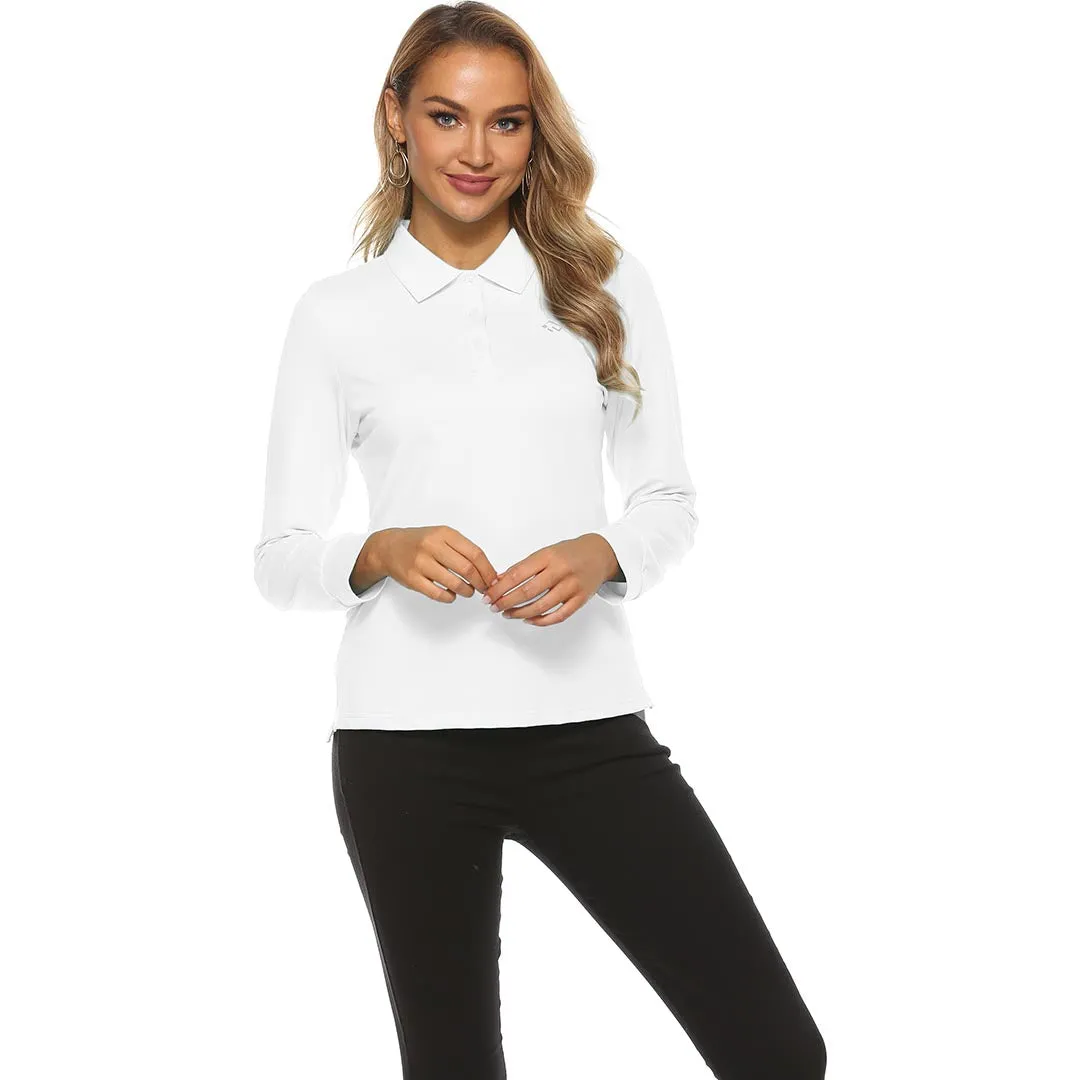 Women's Long Sleeve Golf Polo Shirt (3 Buttons)